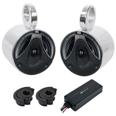 Rockville 8" Tower LED Speaker System + Amp + Bluetooth For Polaris RZR/ATV/UTV