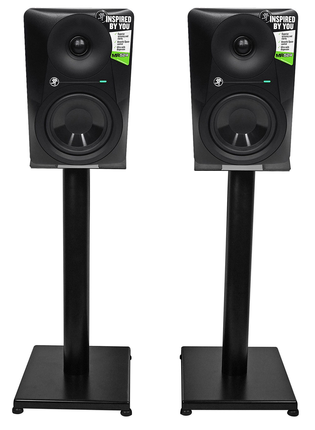 Pair Mackie MR524 5” 50 Watt Powered Active Studio Monitor Speakers+21" Stands