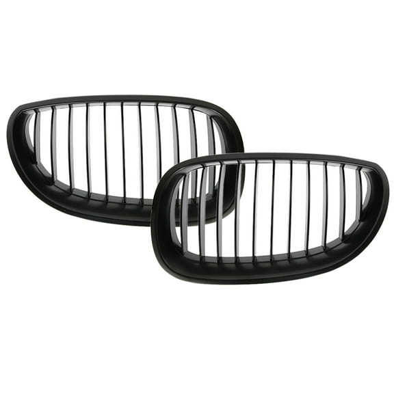 Pair Matte Black Front Kidney Grille for BMW E60 E61 5 Serie M5 03-09