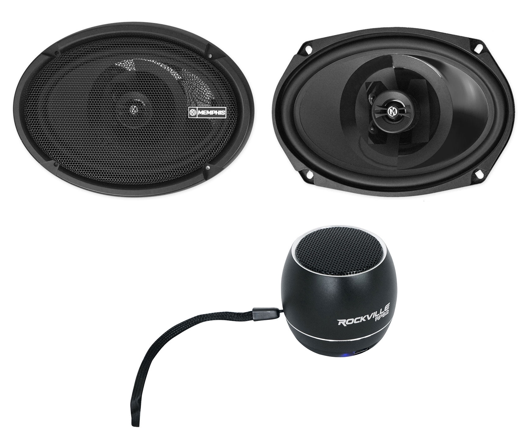 Pair Memphis Audio PRX6902 6x9 120w Car Speakers Portable Bluetooth Speaker