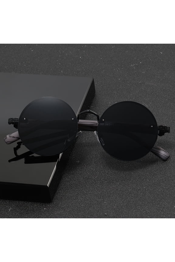 A Pair of Men'S Round Retro-Style Glasses with Metal Frames And Faux Wood Grain Legs, Perfect for Casual Decoration, Vintage Style, Full Rim Frame, Decorative Lenses, Ideal for Everyday Use, Everyday