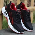 thumbnail image 1 of A Pair of Men's Casual Lace-up Sneakers - Suitable for All Seasons, Color-block Design in Black and Red, Low-top Running Shoes | Casual Slip-ons | Non-slip Sole Shoes, 1 of 6