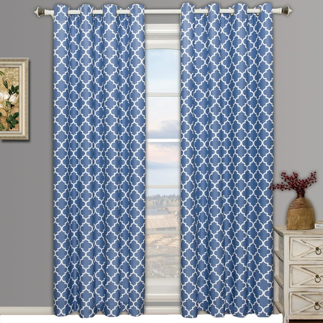 Pair Meridian Room Darkening Thermal-Insulated Grommet Window Curtain Panels ( Set of 2 ) - Periwinkle - 104x84