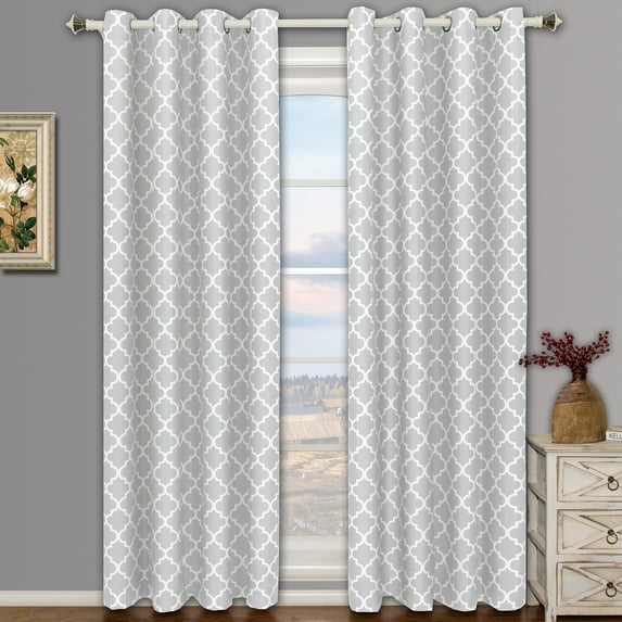 Pair Meridian Room Darkening Thermal-Insulated Grommet Window Curtain Panels ( Set of 2 ) - Silver - 104x108