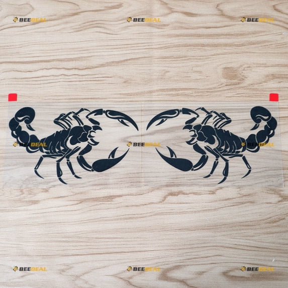 Pair Mirror Images 6" Black Scorpion Decal Bumper Sticker Car Vinyl