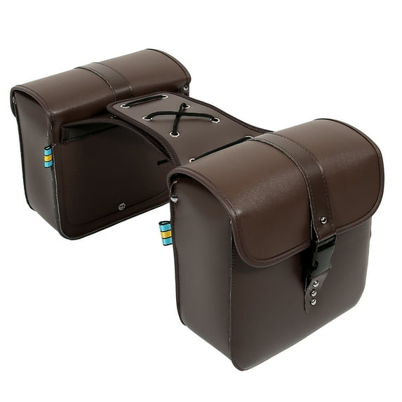 Pair Motorcycle Saddlebag Side Bags Cycling Luggage Bag Quick Release Buckles Brown