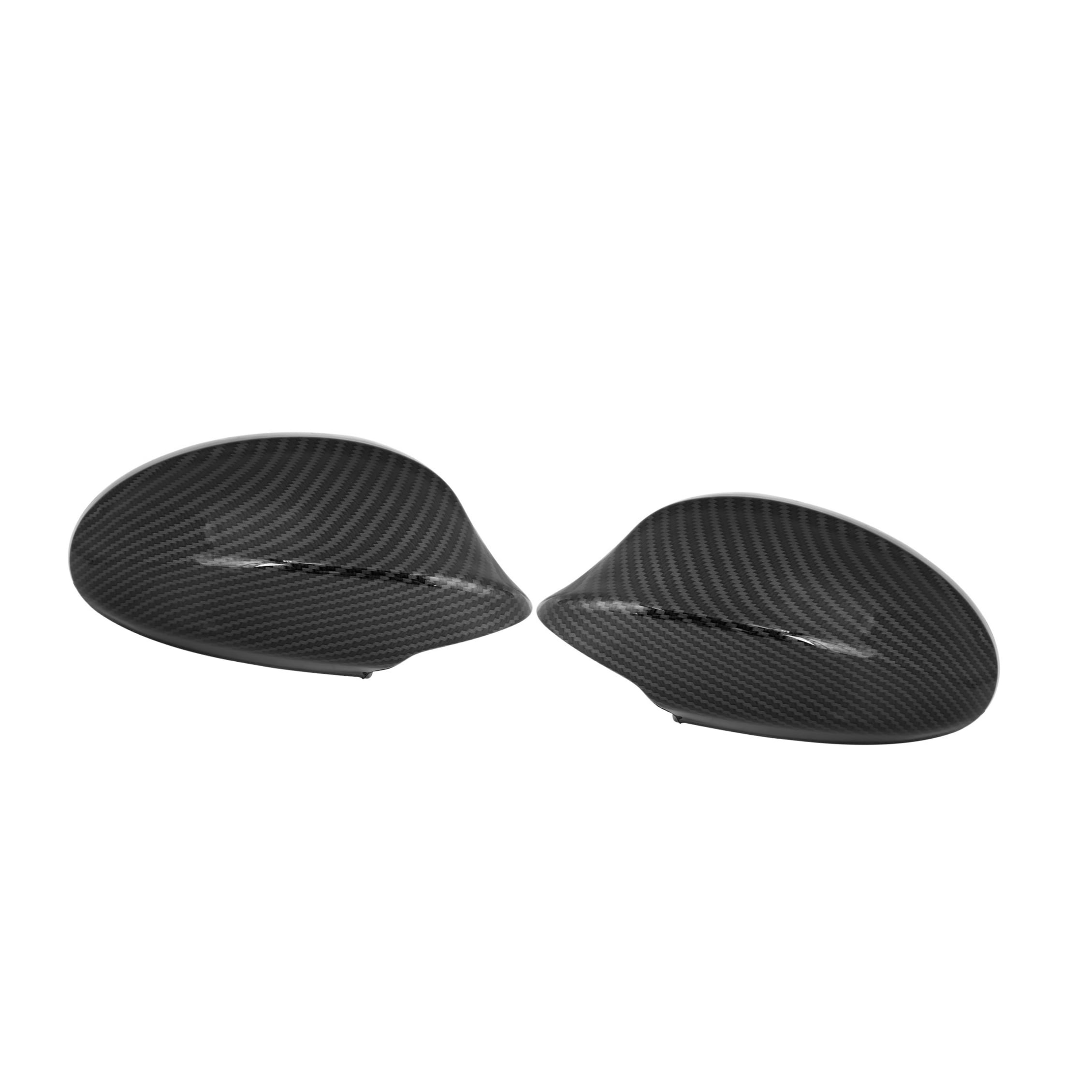 Pair New Exterior Rear View Mirror Covering Cap Carbon Fiber Pattern for BMW