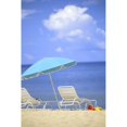 thumbnail image 1 of Pair Of Beach Chairs And An Umbrella On White Sand Beach With Blue Skies And Water Poster Print, 1 of 2
