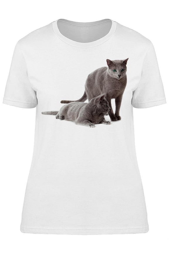 Pair Of Beautiful Russian Blues T-Shirt Women -Image by Shutterstock, Female Large