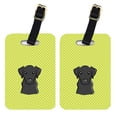 thumbnail image 1 of Pair Of Checkerboard Lime Green Black Labrador Luggage Tags, 1 of 1