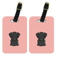 thumbnail image 1 of Pair Of Checkerboard Pink Black Labrador Luggage Tags, 1 of 1