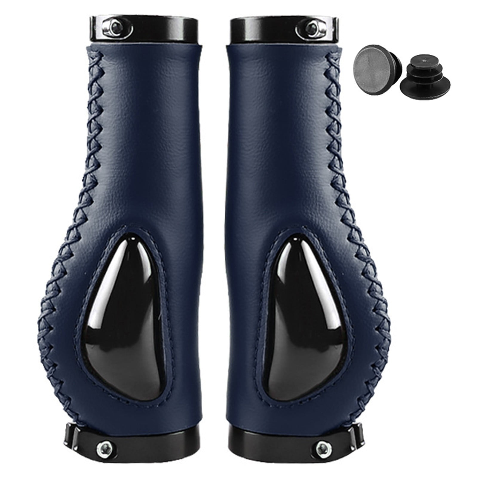 Pair Of Ergonomic Bicycle Handlebar Covers With Handlebar Plugs