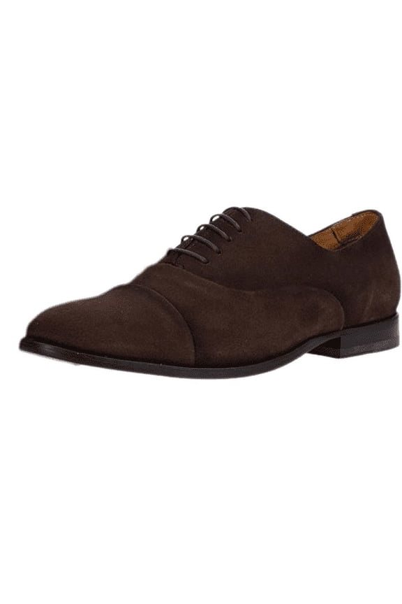 Pair Of Kings Mens Pure Nuts Cap Toe Brown Suede Lace Up Chocolate Dress Oxfords (7)