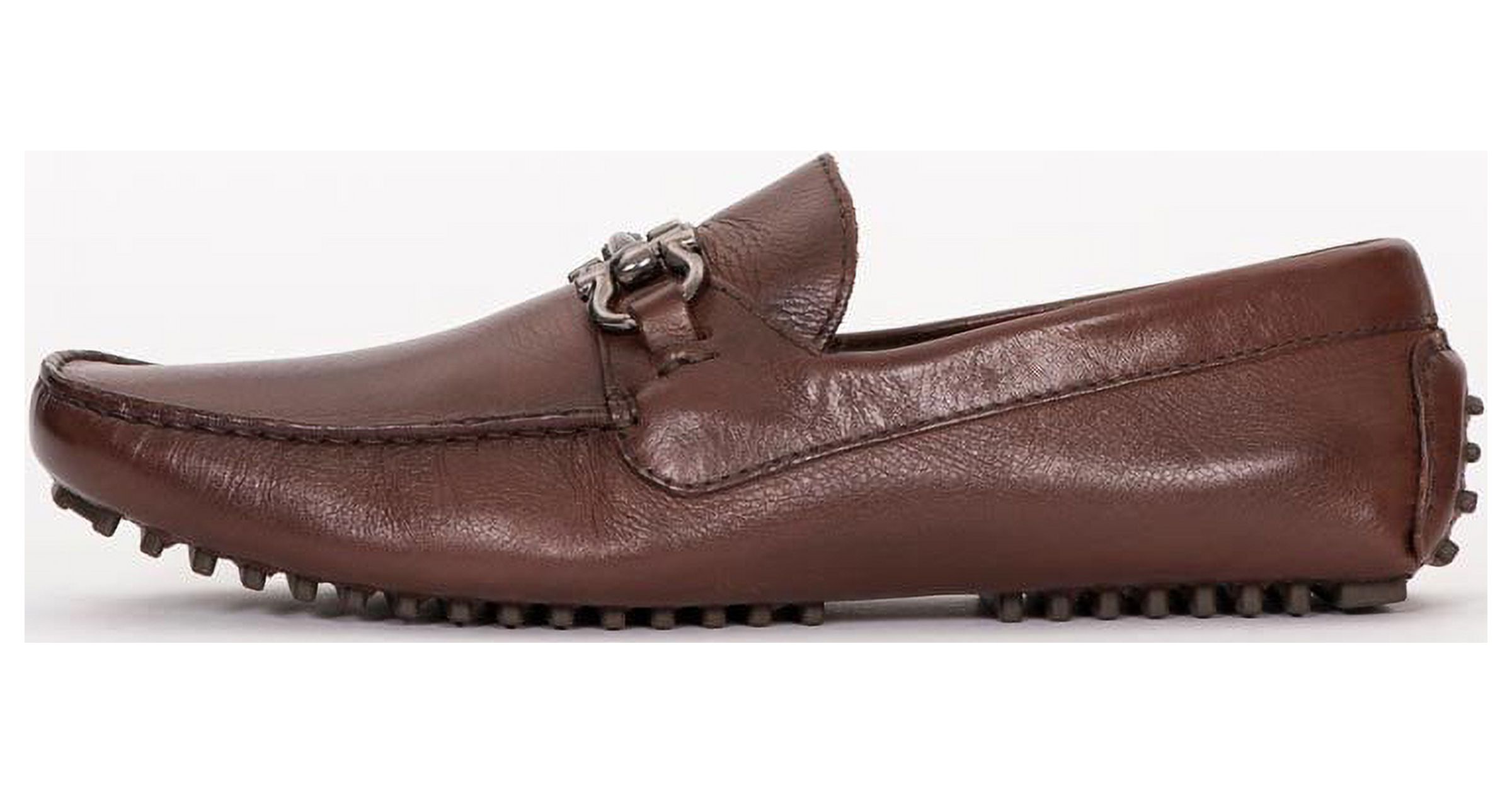 Pair Of Kings Mens Top Kicker Brown Leather Classic Slip In Dress Moccasin Shoe (Cognac, 9.5) - image 1 of 1
