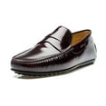 thumbnail image 1 of Pair Of Kings Shoes The Royal Maroon Box Leather Dress Moccasin Penny Loafer (Maroon Box Leather, 7), 1 of 5