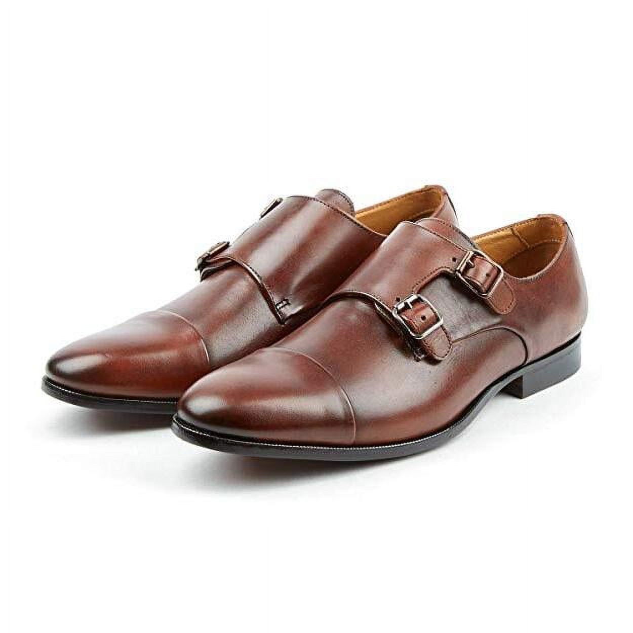 Pair Of Kings The Jack Brandy Leather Monk Casual Strap Buckle Dress Shoes (Brandy, 8) - image 1 of 2