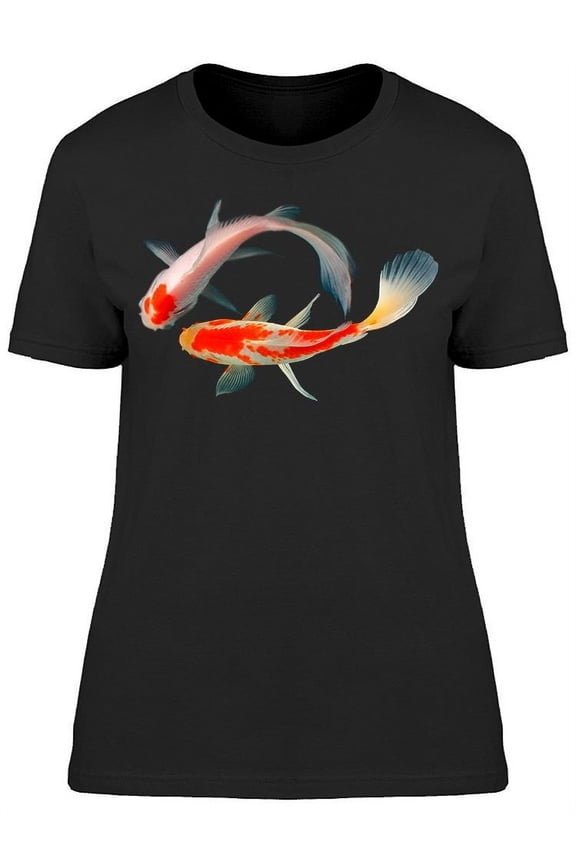 Pair Of Koi Fish White Ornage T-Shirt Women -Image by Shutterstock, Female Large