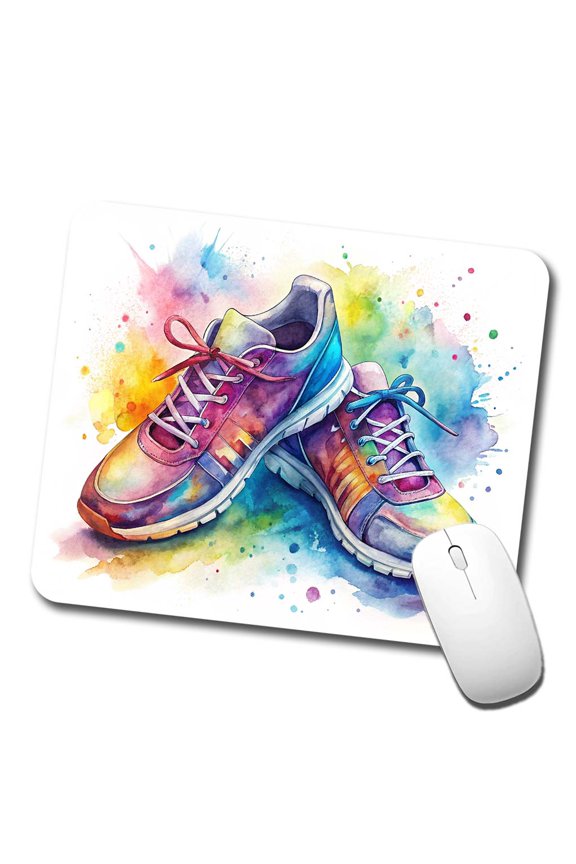 Pair Of Running Shoes Watercolor Mouse Pad Low Profile Gaming Mat
