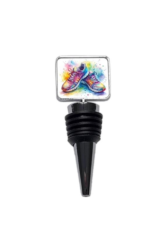 Pair Of Running Shoes Watercolor Wine Bottle Stopper Cap Plug