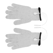 Pair Of Silver Conductive Massage Gloves With Adapter Wires For , Trigger Finger, Poor Circulation, Numbness And More