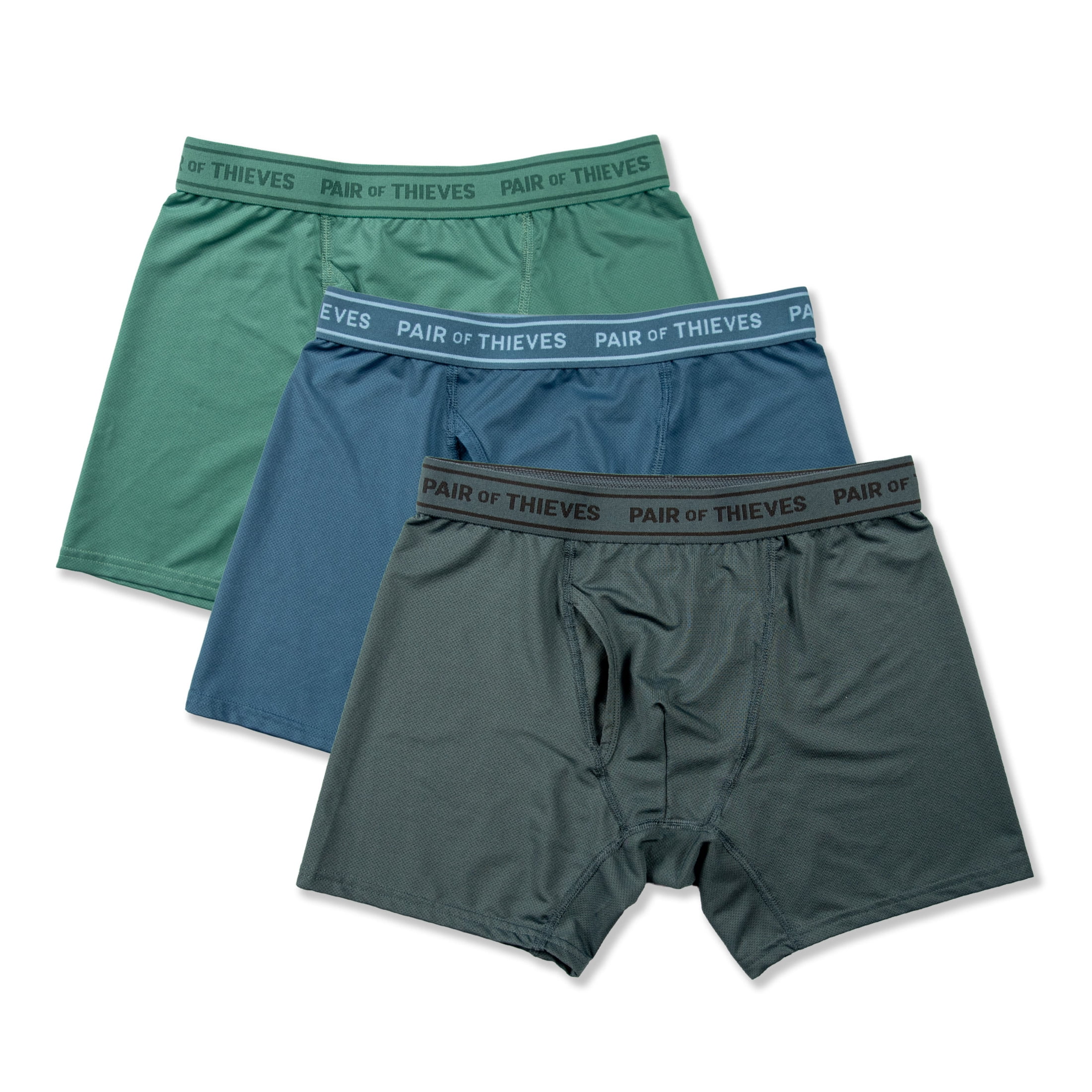4-Way Performance Stretch Boxer Brief Green Blue Grey 3pk M