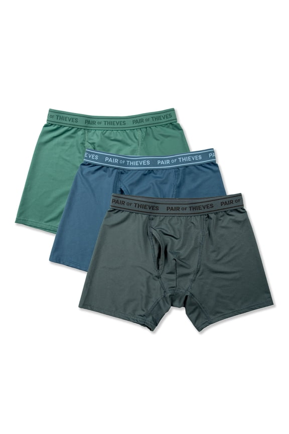 4-Way Performance Stretch Boxer Brief Green Blue Grey 3pk L