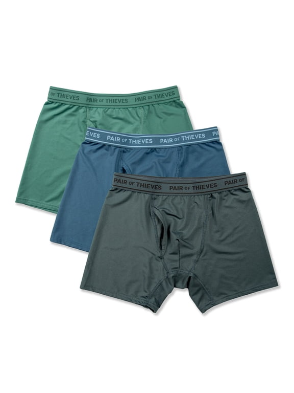 4-Way Performance Stretch Boxer Brief Green Blue Grey 3pk L