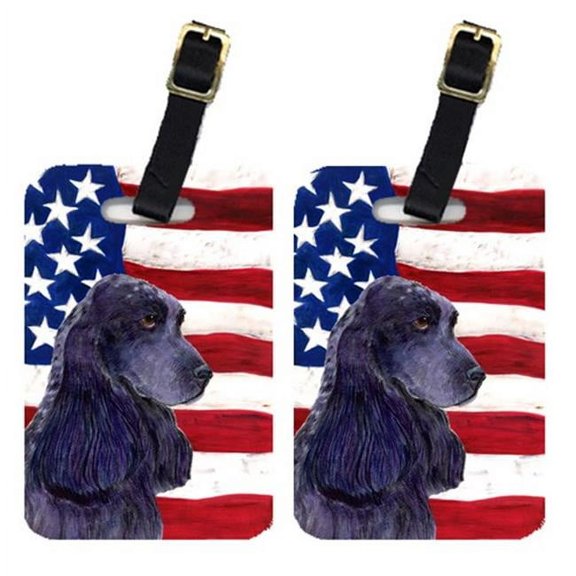 Pair Of USA American Flag With Cocker Spaniel Luggage Tags