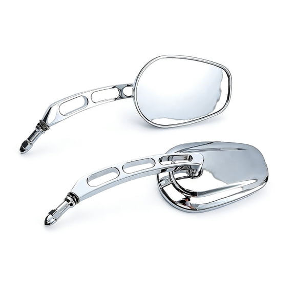 Pair Of permanent Style 8MM Threaded Mirrors With Reflective Metal Finish For Conventional Bikes