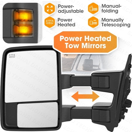Pair Power Heated Tow Mirrors for 2003-07 Ford F250-F550 Super Duty Turn Signal