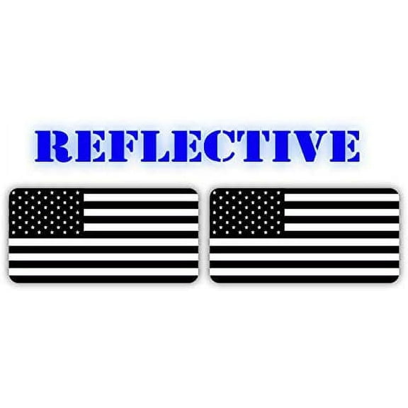 Pair | REFLECTIVE American Flag Hard Hat Stickers Both Facing The Same Direction Black Ops Decals | Tactical Gear Survival Labels | USA Flags Toolbox Lunchbox Helmet Patriotic Old Glory |1" x 2" Each
