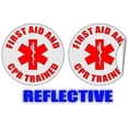 thumbnail image 1 of Pair - REFLECTIVE Hard Hat Stickers | Helmet Safety Decals Labels | First Aid and CPR Trained Sticker Decals (Large 4"), 1 of 3