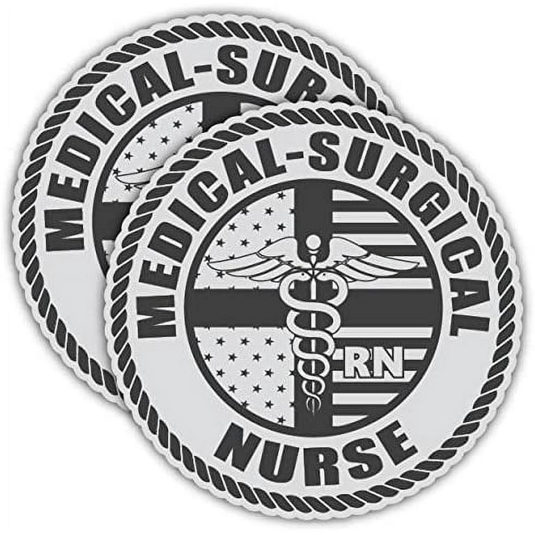 Pair, REFLECTIVE Medical-Surgical Nurse Hard Hat Stickers, Lunchbox  Decals, RN Decals, Nursing Stickers, iPad Stickers, Car Decal Bumper  Stickers