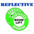 thumbnail image 1 of (Pair) Reflective Certified Boom Lift Operator Hard Hat Sticker/Helmet Decal Label Lunch Tool Box Decal (Green), 1 of 3