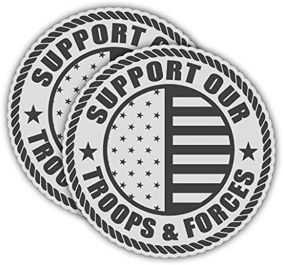 Pair | Reflective Support Our Troops and Forces US Flag Hard Hat Decals ...