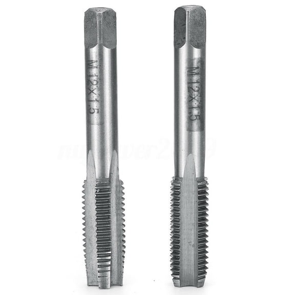 Pair Right Hand Machine Straight Fluted Fine Thread Metric Connector Hand Tap M12x1.5mm