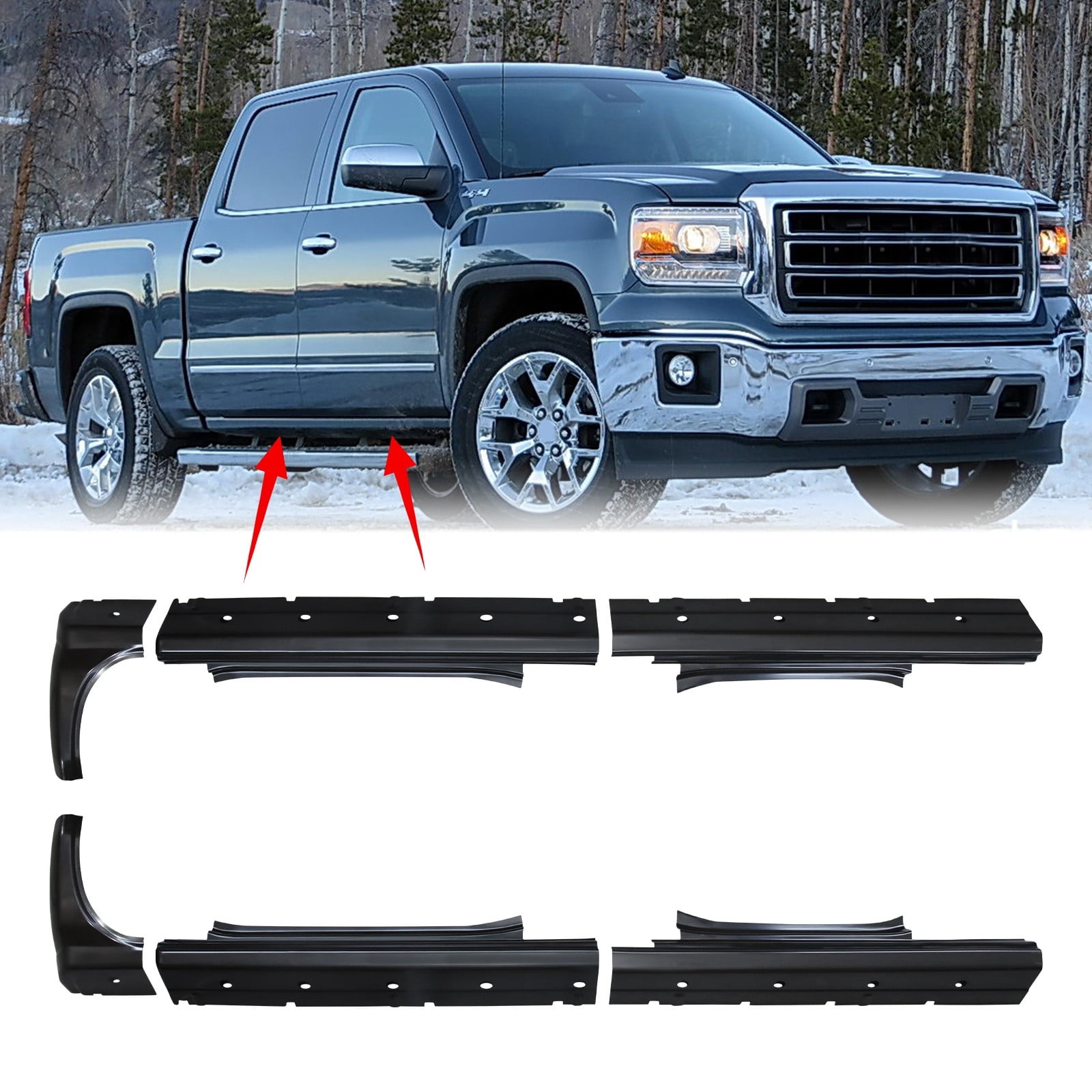 Pair Rocker Panels & Cab Corners For 14-18 Chevy Silverado GMC Sierra ...