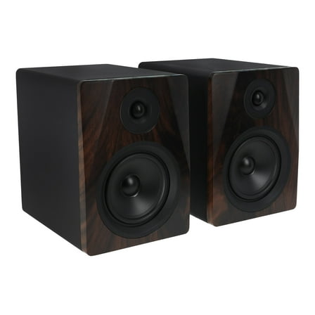 Pair Rockville APM5D 5.25" 250W Active/Powered Dark Wood Studio Monitor Speakers