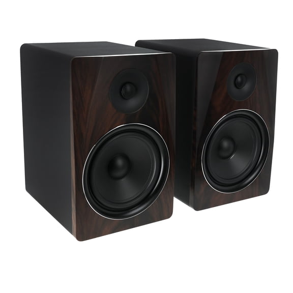 Pair Rockville APM8D 8" 500W Active/Powered Dark Wood Studio Monitor Speakers