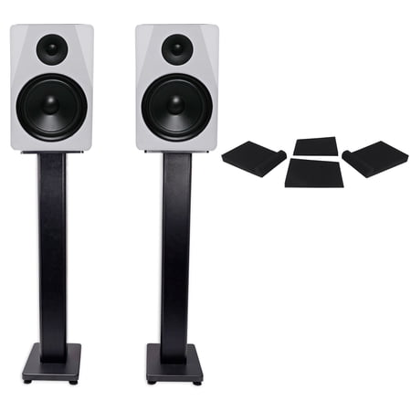 Pair Rockville APM8W 8" 2-Way 500 Watt Powered USB Studio Monitors+Stands+Pads