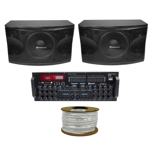 Pair Rockville KPS12 12" 1600w Karaoke Speakers+Bluetooth Pro Amplifier