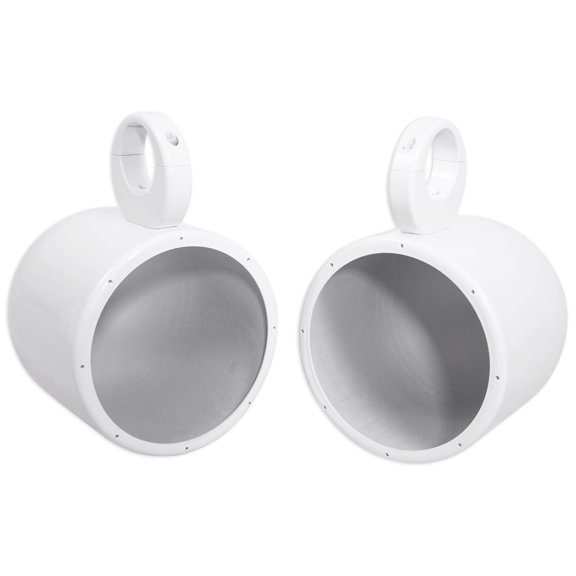 Pair Rockville MAC80W 7.7" White Aluminum Wakeboard Tower Speaker Pod Enclosures