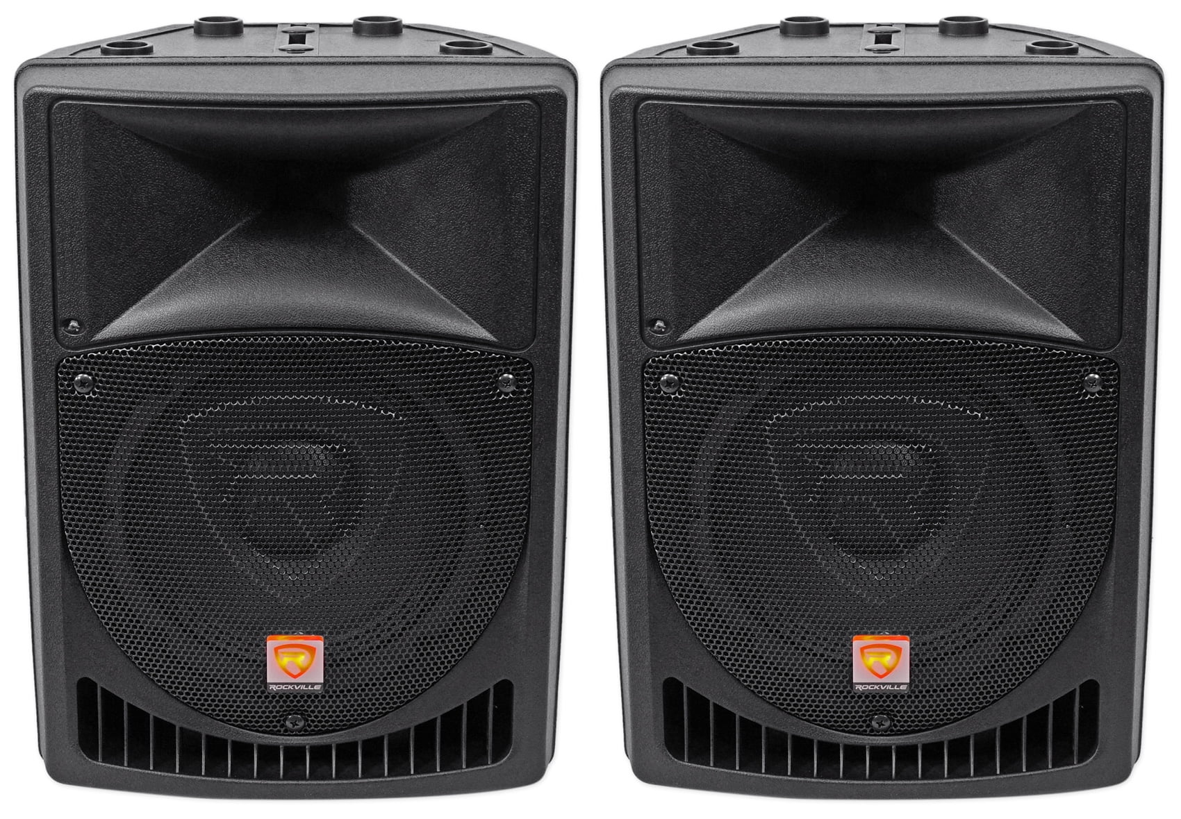 Pair Rockville Power Gig RPG8 8" Powered Active 800 Watt 2 -Way DJ PA Speakers