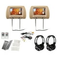 thumbnail image 1 of Pair Rockville RHP7-BG 7” Beige LCD Car Headrest Monitors + 2 Wireless Headsets, 1 of 10