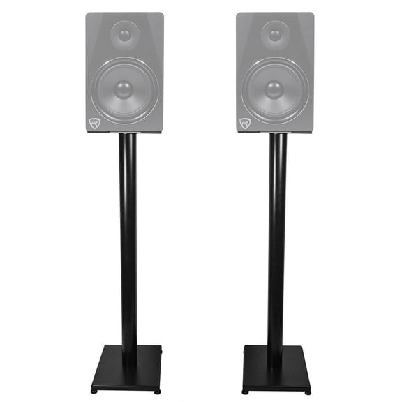 Pair Rockville RS37B 37" Steel Bookshelf Speaker / Studio Monitor Stands in Black