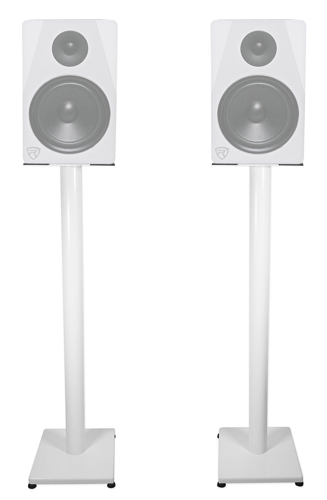 Pair Rockville RS37W 37 Steel Bookshelf Speaker/Studio Monitor Stands In White