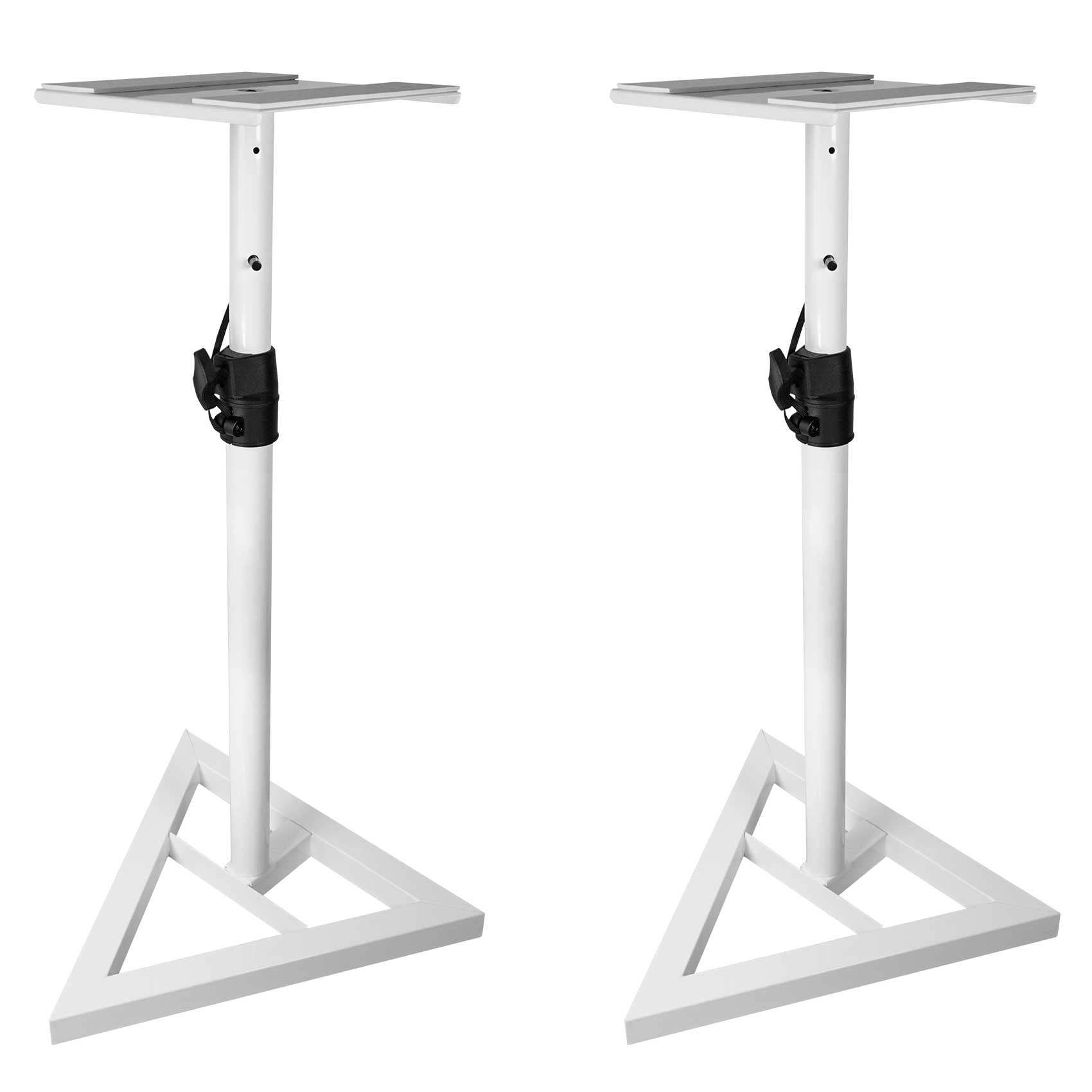 White Adjustable Height Steel Studio Monitor Speaker Stands