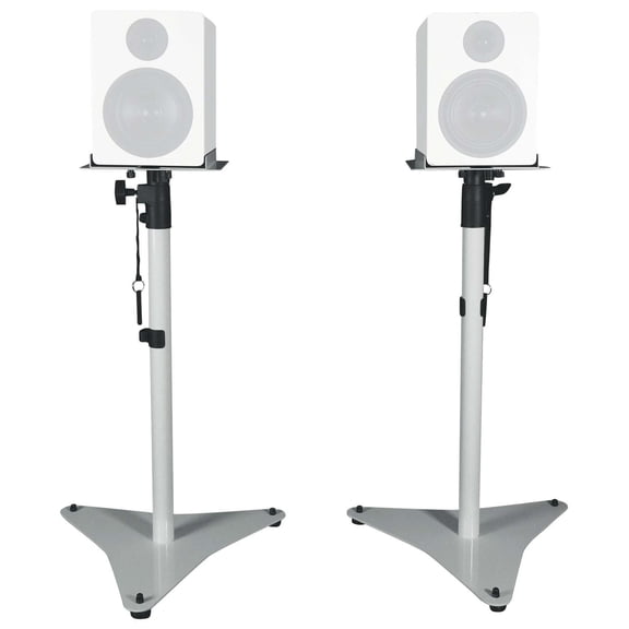 Pair Rockville RVSM5 White Adjustable Studio Monitor Bookshelf Speaker Stands