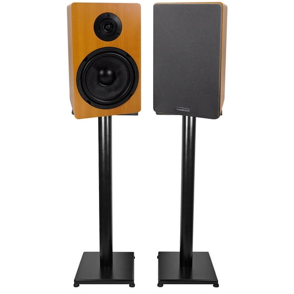 Pair Rockville RockShelf 64C Classic 6.5" Home Bookshelf Speakers w/29" Stands