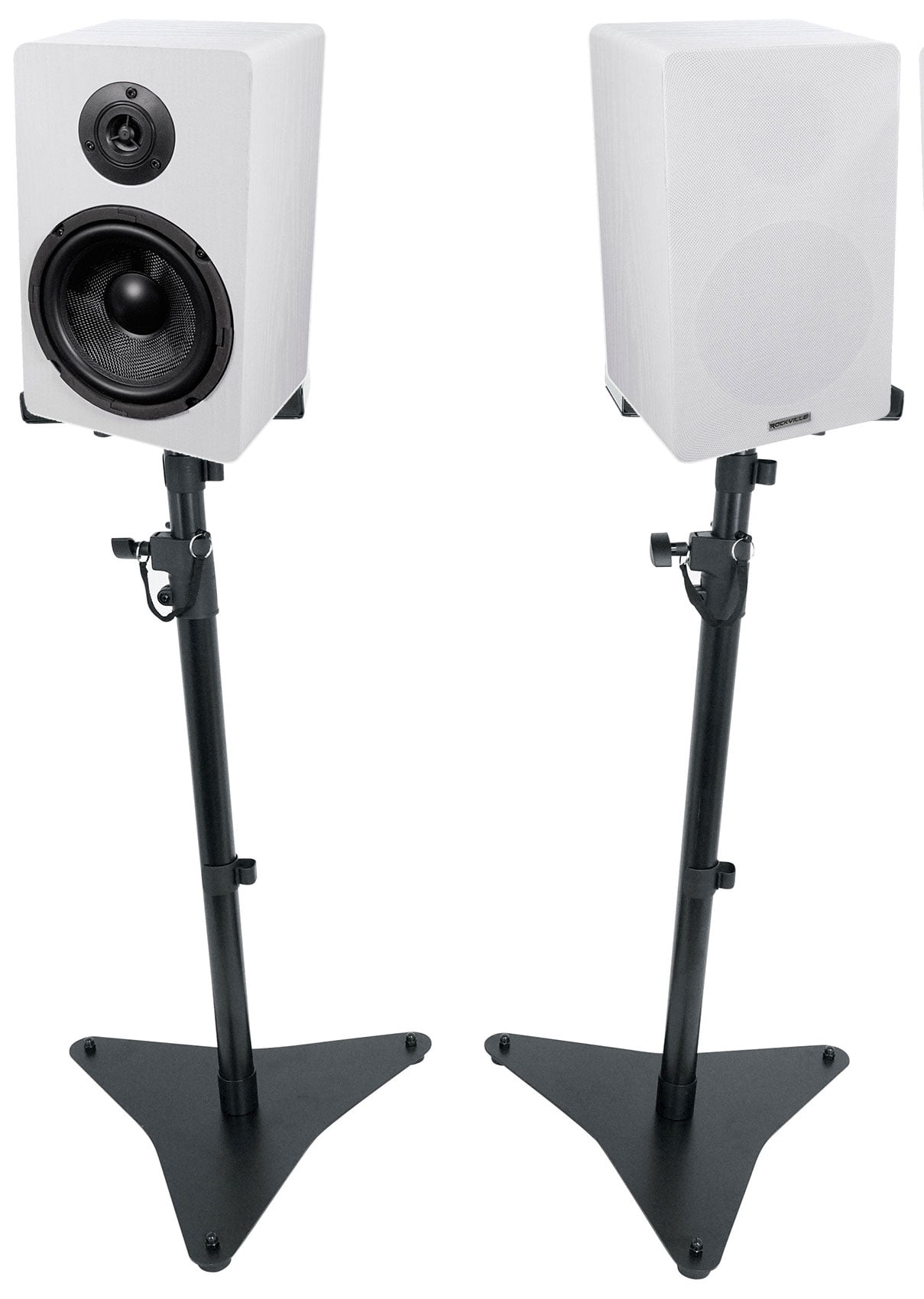 Pair Rockville RockShelf 68W 6.5" Home Bookshelf Speakers+Adjustable Stands